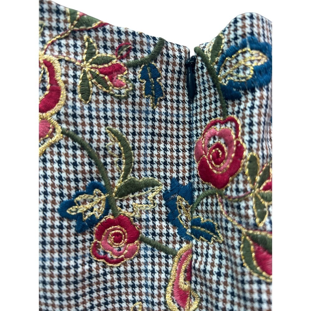 Brooks Brothers Dress Floral Embroidered Fit Flare Plaid Career Party - Picture 8 of 9